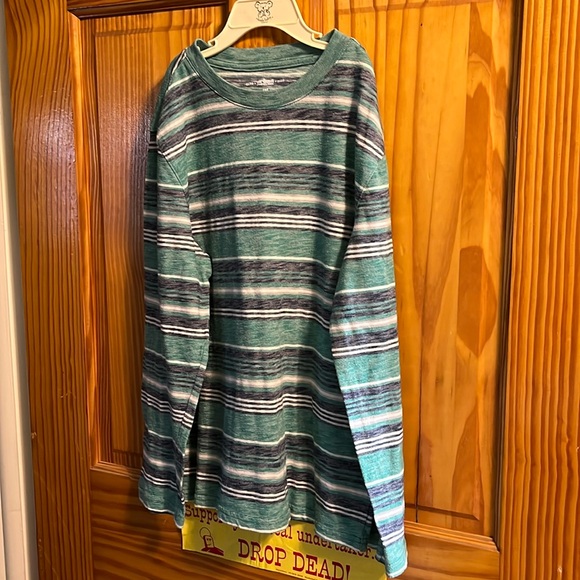 Boys size M green/blue/white stripe long sleeve shirt by Urban Pipeline - Picture 1 of 3